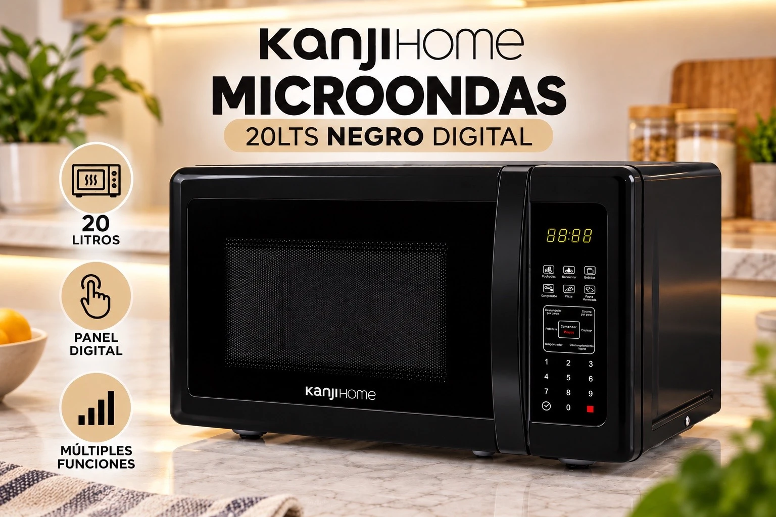 MICROONDAS KANJIHOME NEGRO 20LTS DIGITAL 