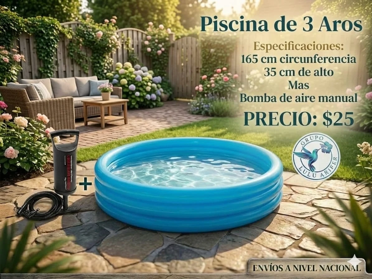 Piscina inflable con 3 aros y bomba 