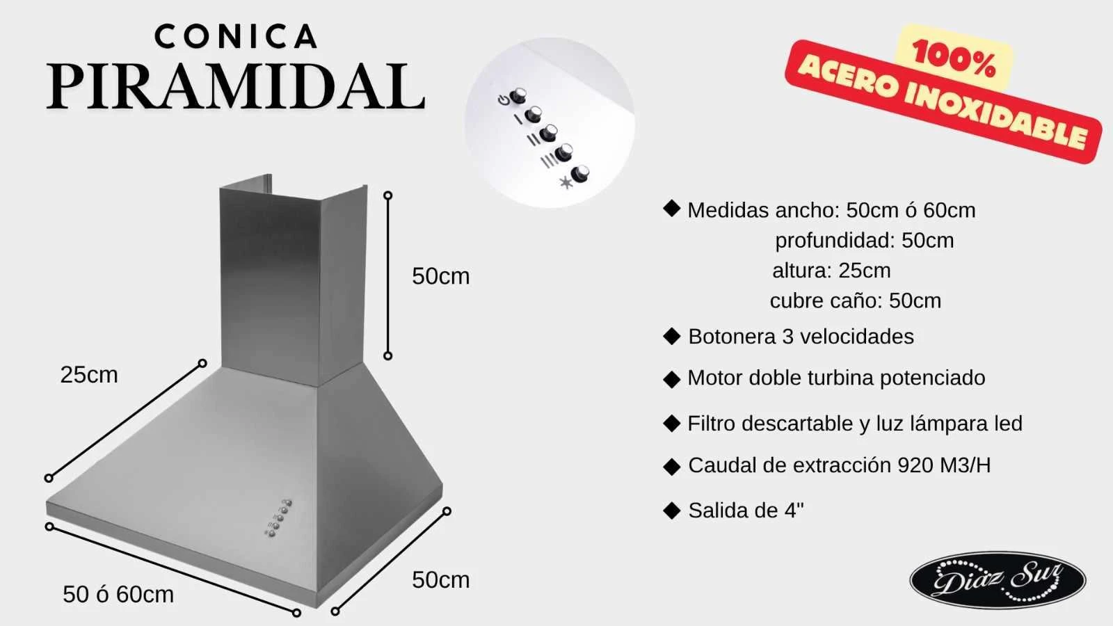 Campana Rectangular Piramidal de la marca Díaz Sur 2