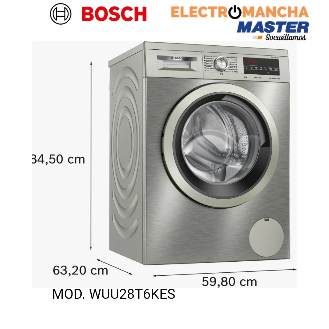 LAVADORA BOSCH WUU28T6KES INOX 9KG A 3