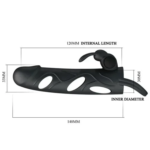 Funda Con Vibrador Y Extensión Extiende 2Cm - 14Cm X 3Cm Silicona 3