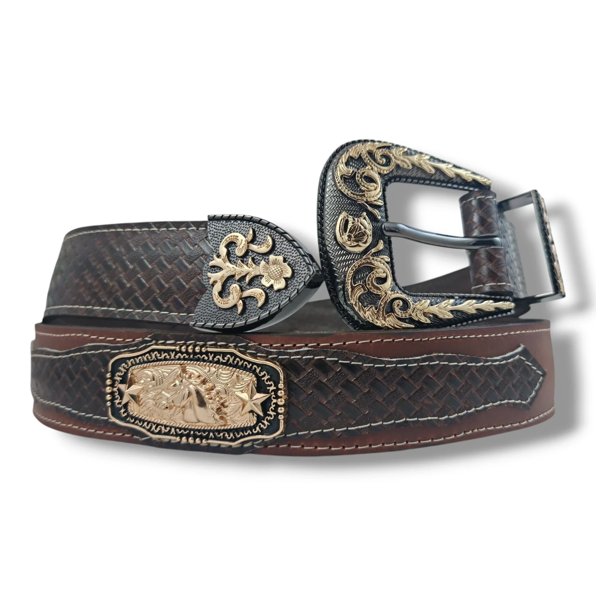 Cinturon vaquero cuero cafe crazy con cafe exotico petate  2
