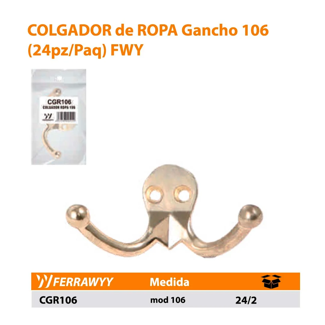COLGADOR de ROPA Gancho 106 (24pz/Paq) FWY 