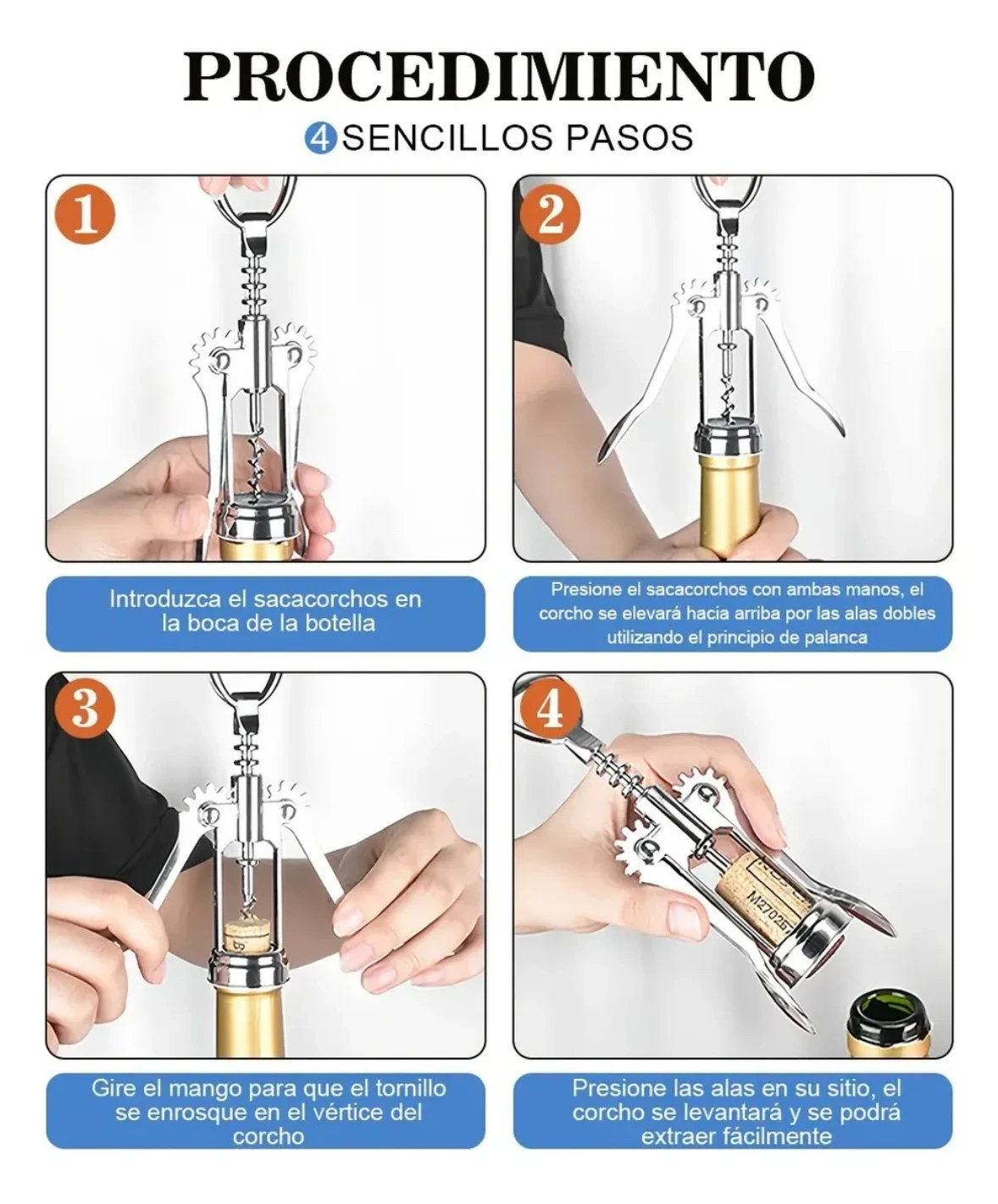 🍾 Sacacorchos de Alas Multifuncional 2 en 1 – Destapador de Vinos y Cervezas 5