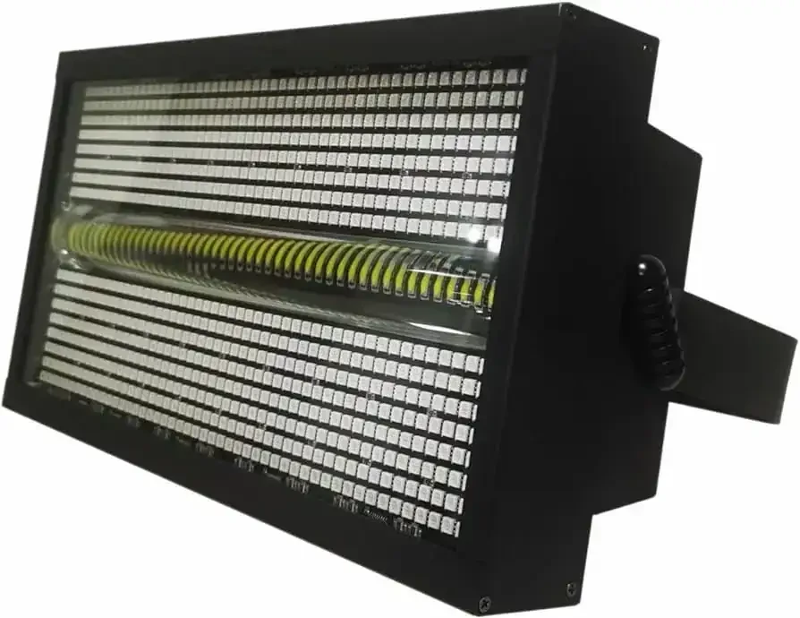 Luz estroboscópica LED de 1400 W   PANTALLA DIGITAL PROFESIONAL, ESTROBO LED DE 1400W RGBW PARA ESCENARIO  FORMAS Y USO CONTROL DJ MAS DE 1000 FORMAS A PROGRAMAR DEPENDE EL CLIENTE  Los más destacados   Color Negro - Forma Rectangular Material Metal Plástico Tipo de acabado Pintado Tipo de fuente de luz Diodo emisor de luz Material de la pantalla Metal  Fuente de luz: 256 abalorio LED blancas 3030 de 1 W, 864 abalorio LED 5050 RGB 3 en 1 de 0,2 W Efecto: 96 segmentos RGB+32 segmentos W+teñido+intermitente Modo de canal DMX 512: CH04, CH17, CH145 Atenuador: 0-100% atenuación electroeica lineal Modo de control: DMX512, auto, maestro esclavo, sonido activo 4