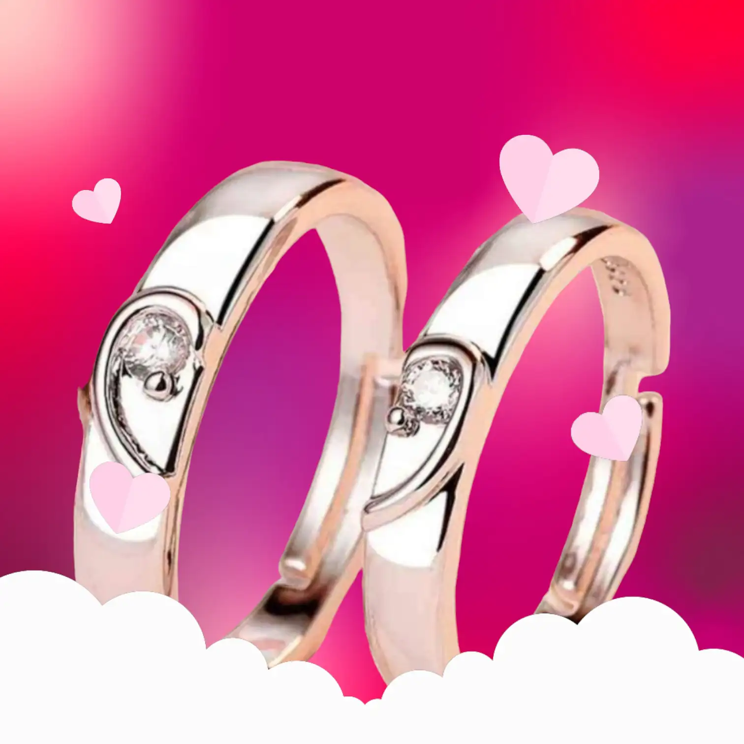 Par Anillos de corazones