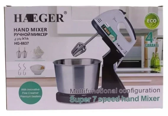 Batidora Pedestal Haeger 250w 7 Velocidades Con Bowl Color Blanco 4
