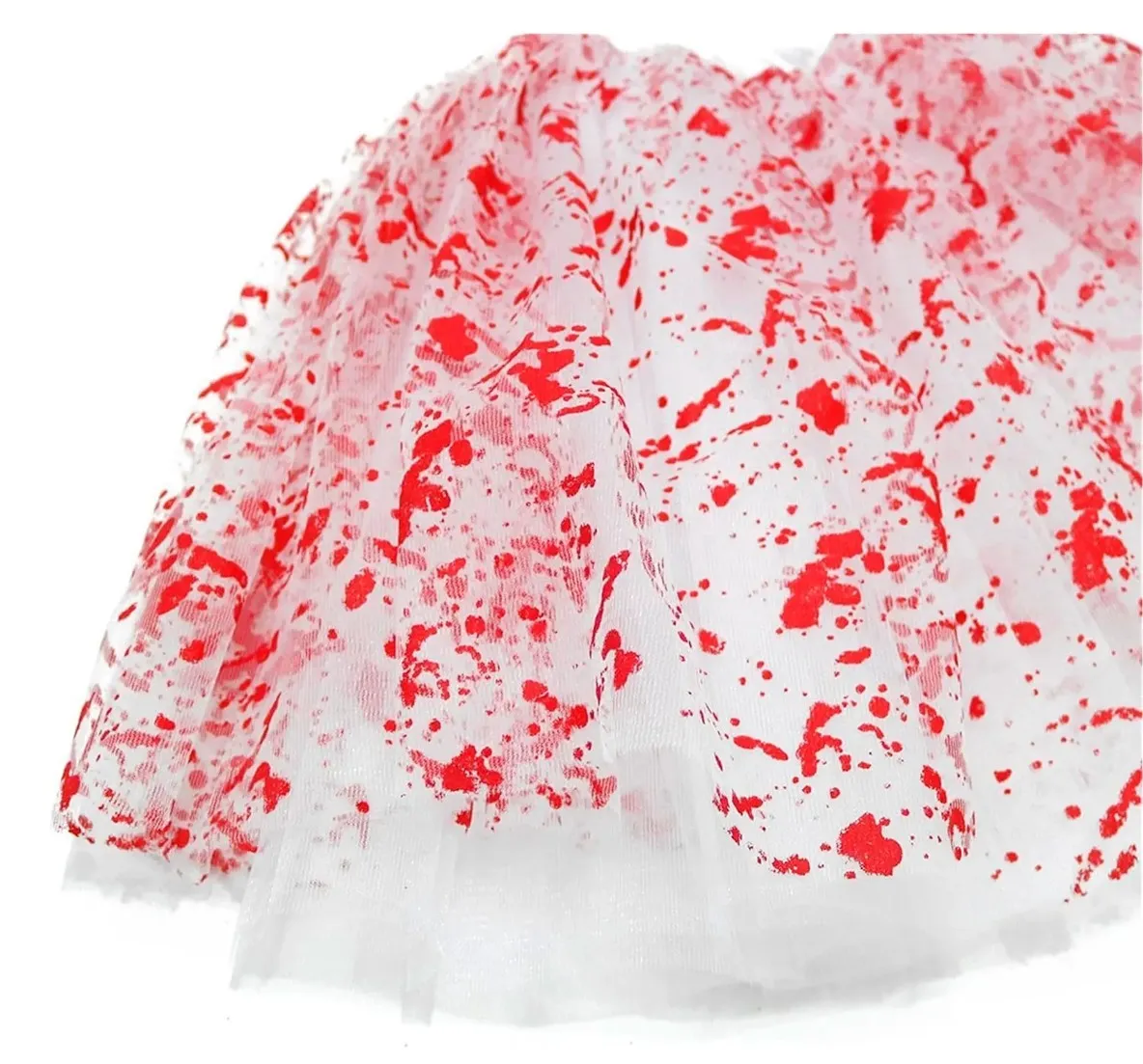 Tutu 3 capas 30 cm halloween blanco con sangre  3