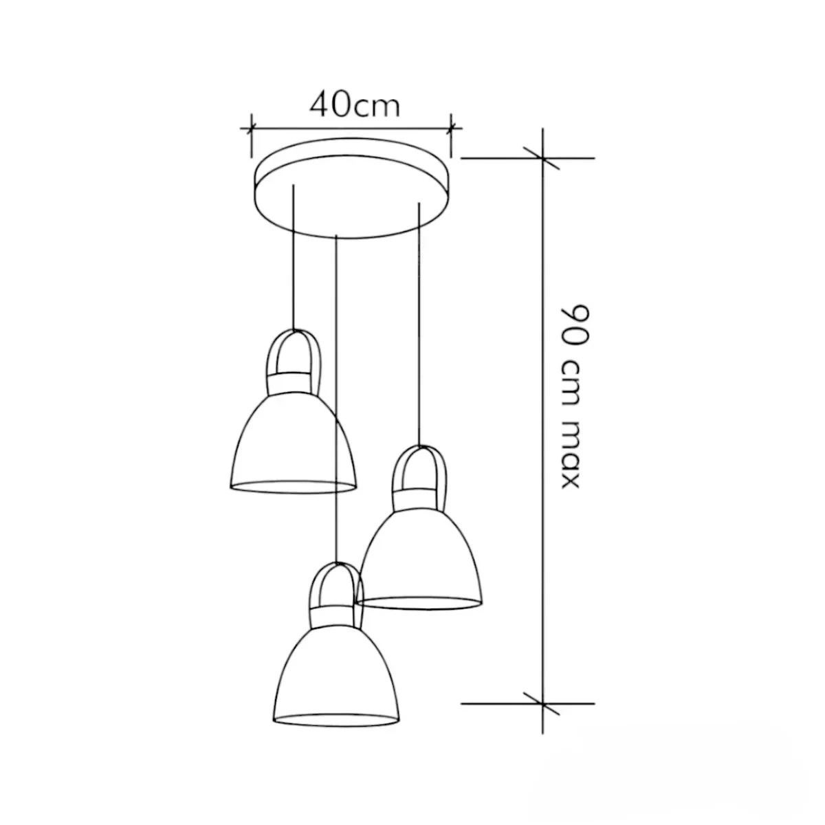 LAMPARA COLGANTE LUA 3L E27 4