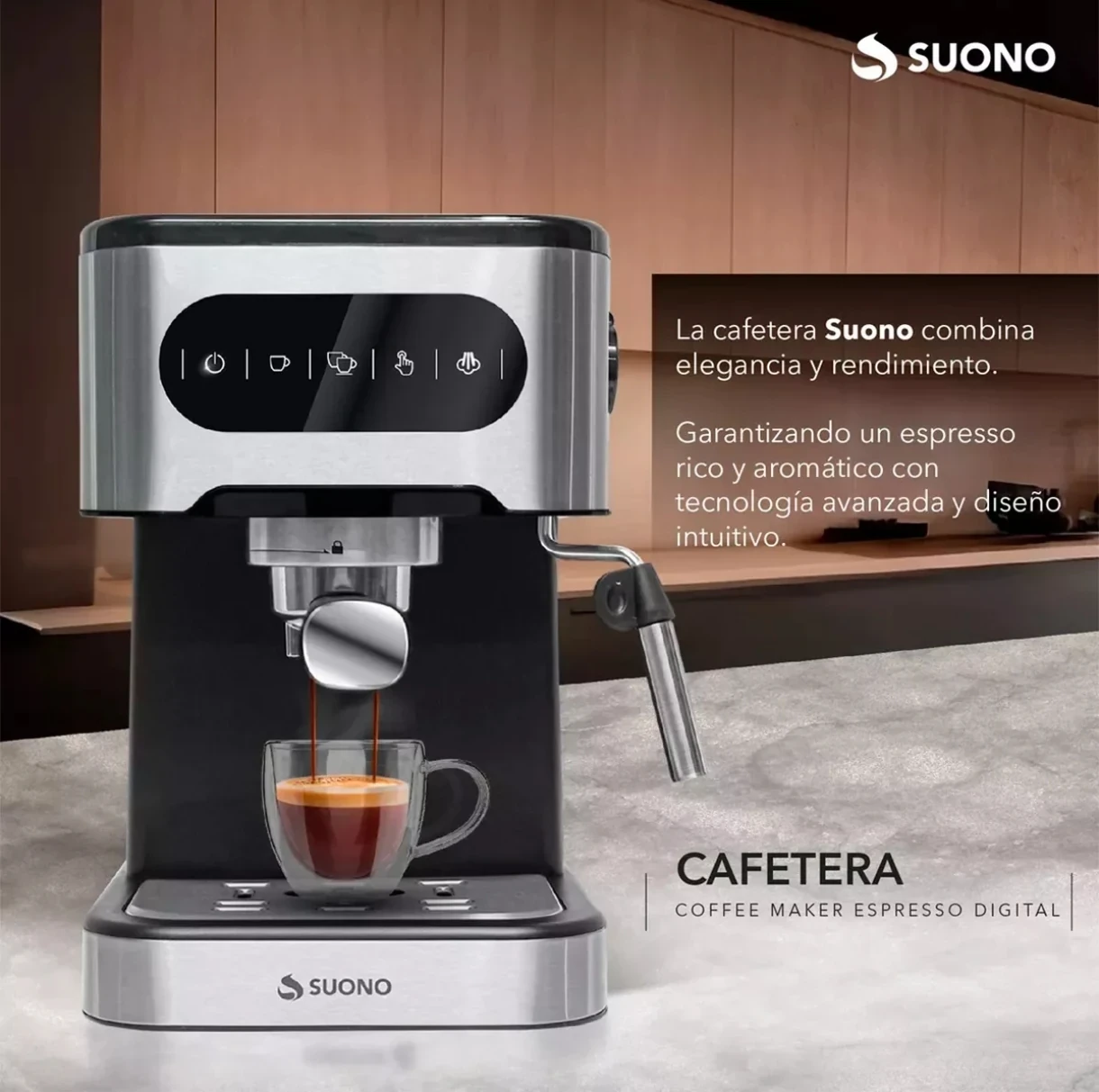 Cafetera Expresso Digital Suono Automática Acero Inox 1.5 L Csi -