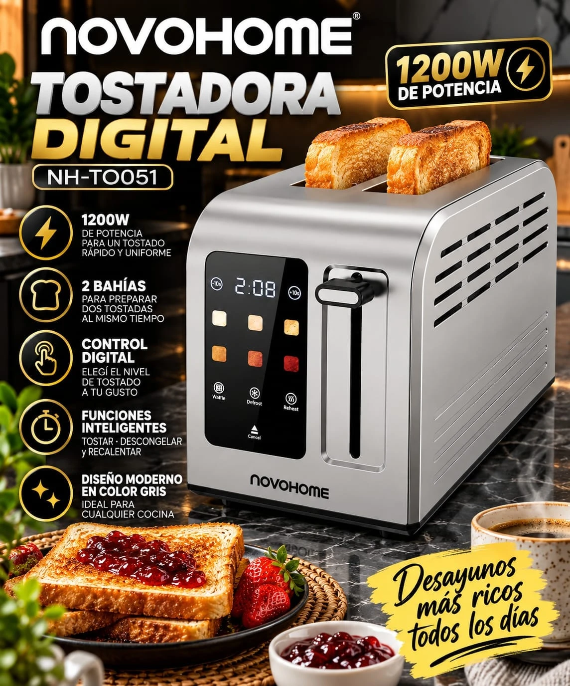 Tostadora Digital Novohome  
