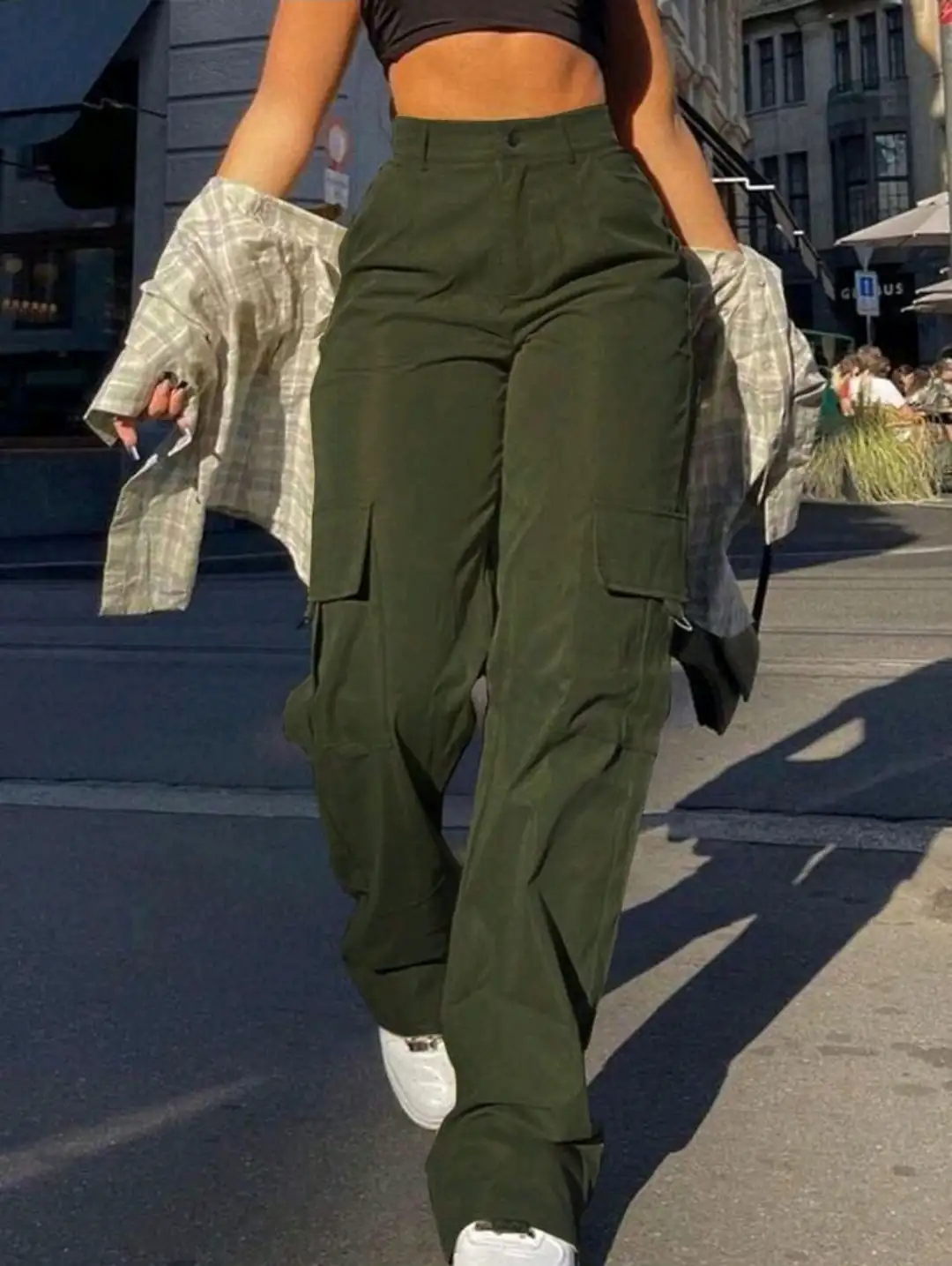Pantalones carho color verde militar