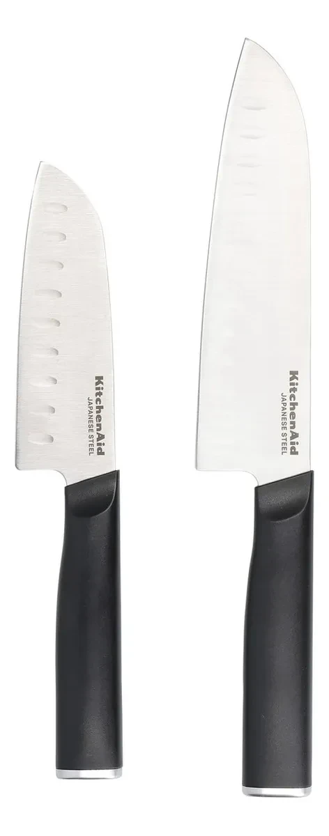 Set De Cuchillos Kitchenaid X2 Keg2ptheohoba Santoku Acero Color Negro