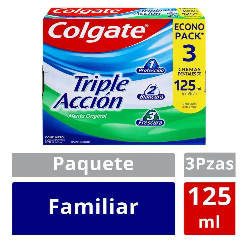 Colgate triple acción x 3 - 125 ml c/u