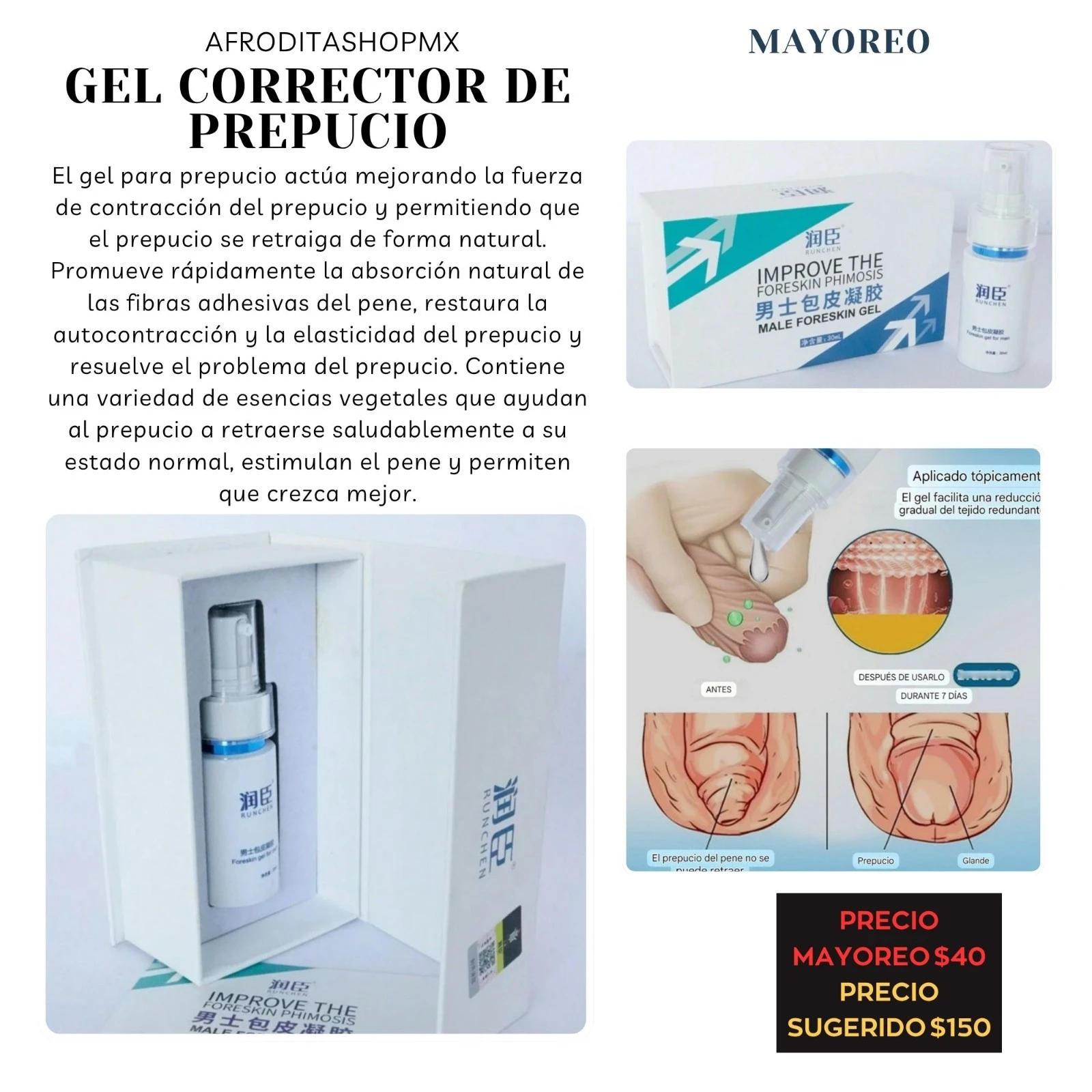 Gel corrector de prepucio