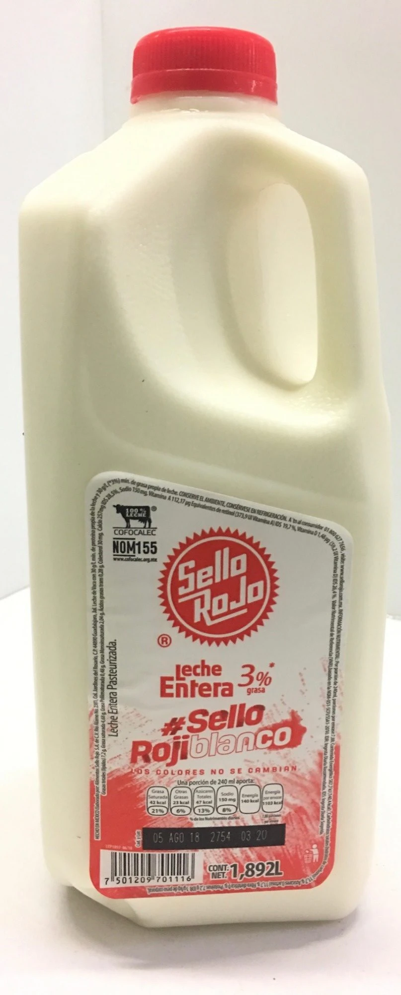 Leche entera 3% grasa - sello rojo - 1.892L