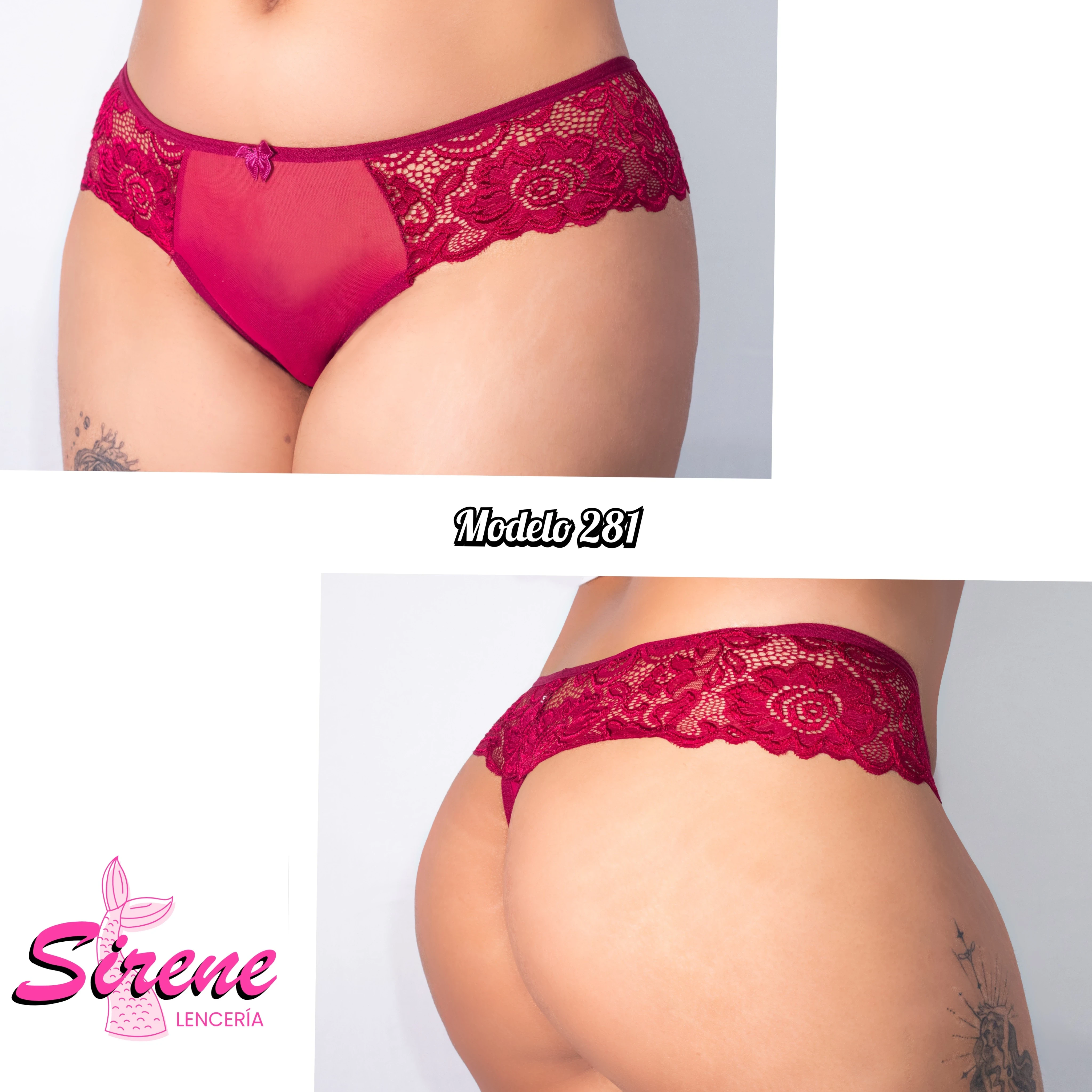 Tanga de mesh con encaje