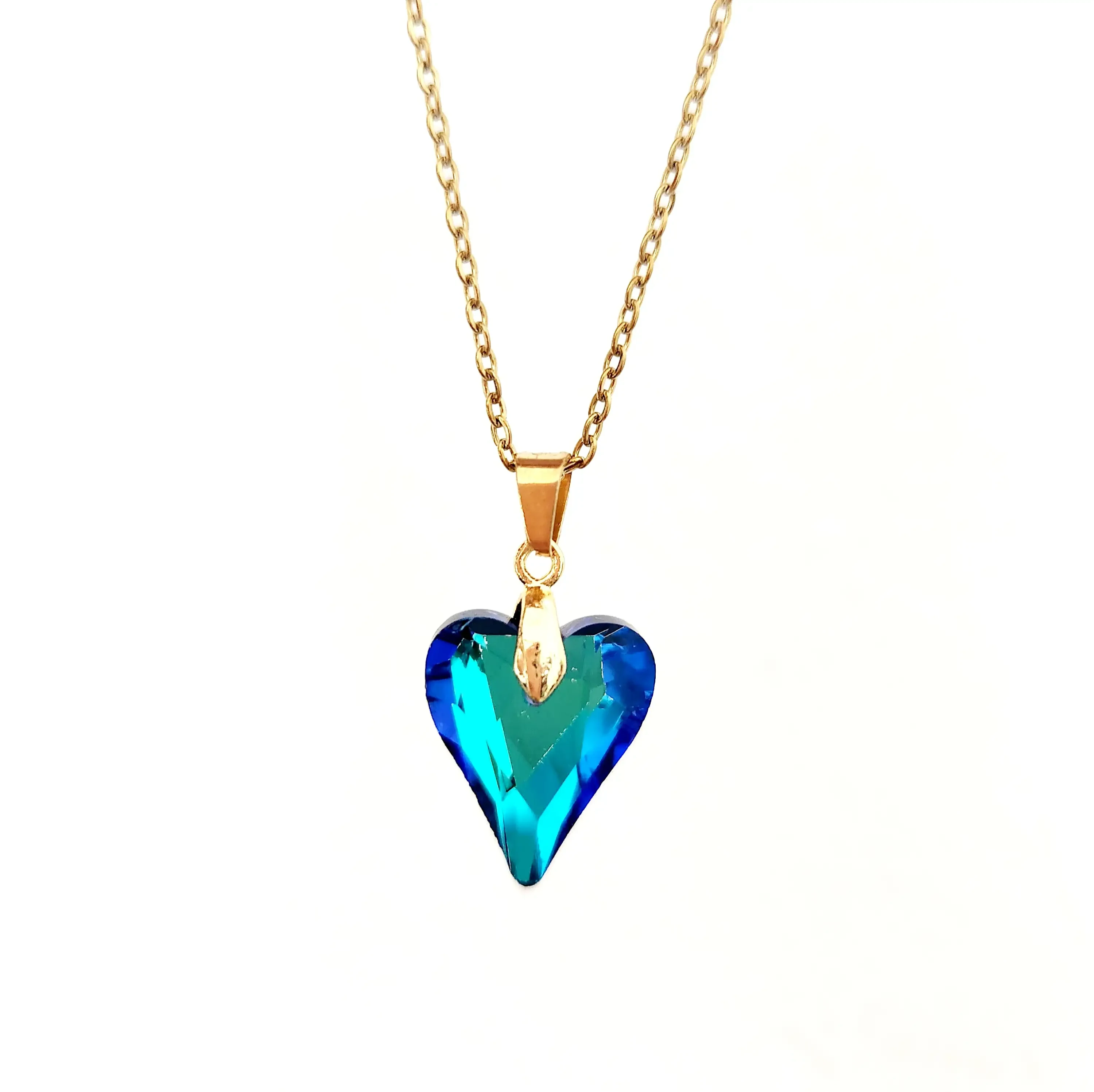 Collar acero inoxidable corazón azul