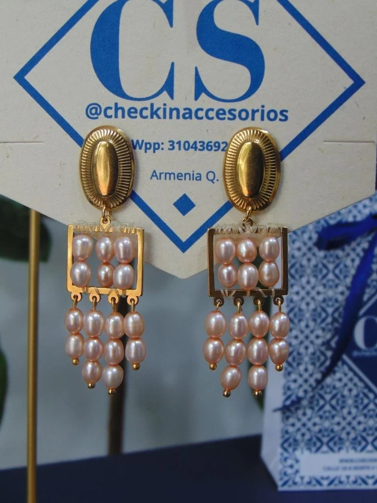 ARETE ACERO DOR LAGRIMAS PERLAS ROSA 2