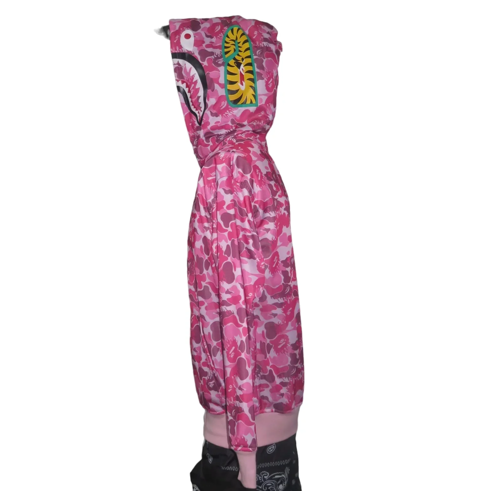 Chamarra doble gorro shark rosa moteada 6