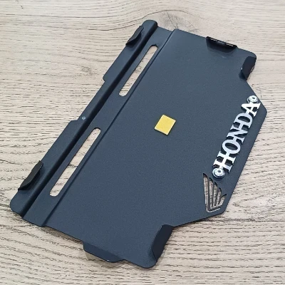 Honda AC XR 150 L / AC XR 190 L Porta placa con tornillos ocultos acero negro logo 3d cromado ML