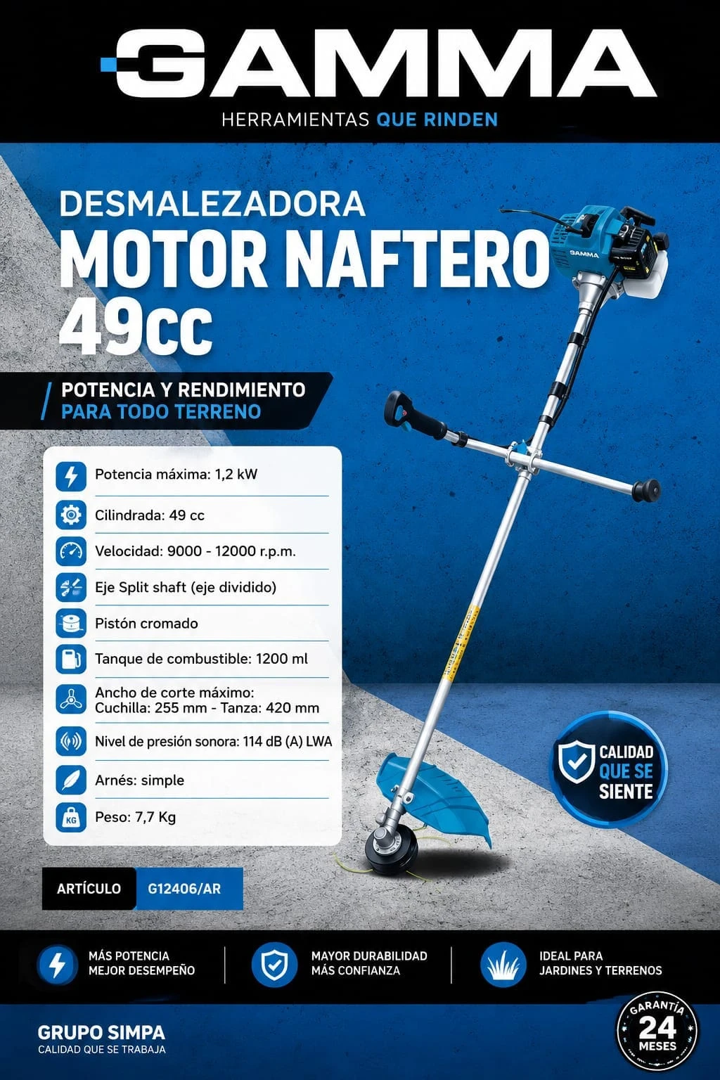 Desmalezadora Gamma 49cc G1844AR