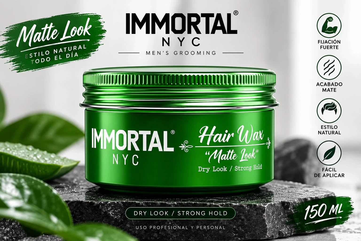 immortal cera cabello hair wax matte look verde total.jfif