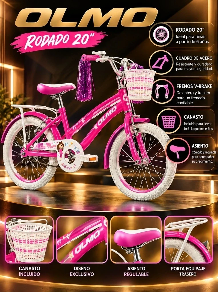BICICLETA OLMO RODADO 20 ROSA*CONSULTAR DISPONIBILIDAD CON EL VENDEDOR*