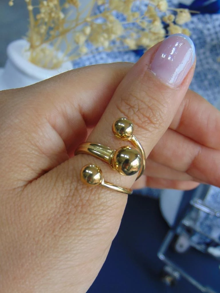 ANILLO ACERO DOR PUNTAS BALINES TALLAS 2