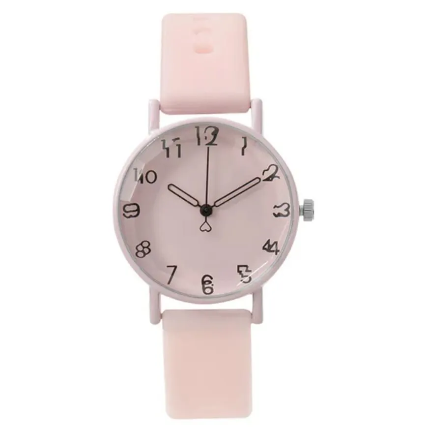 Reloj Pulso Goma Analogo Segundero Corazon Rosado 3