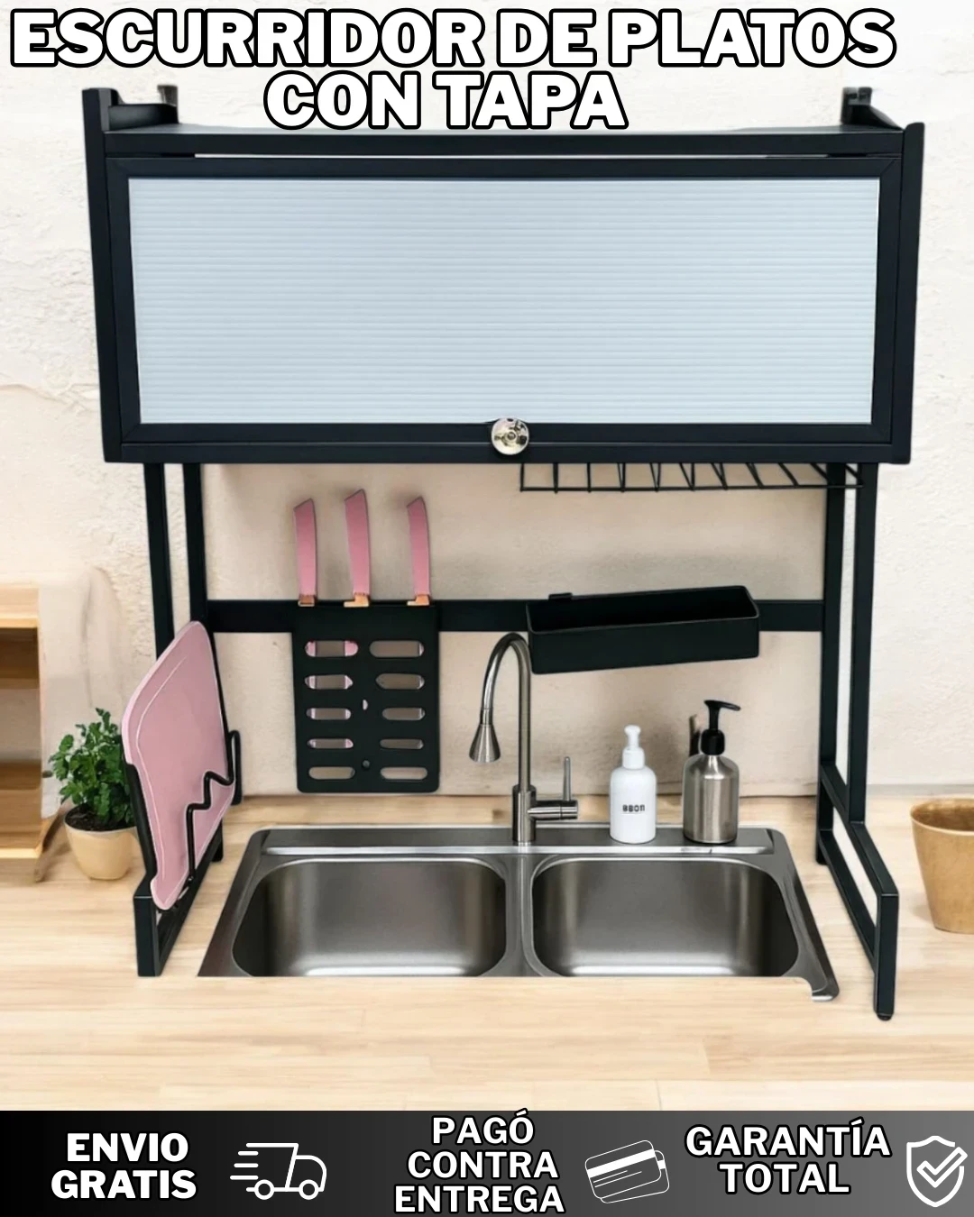 ESCURRIDOR DE PLATOS CON TAPA 