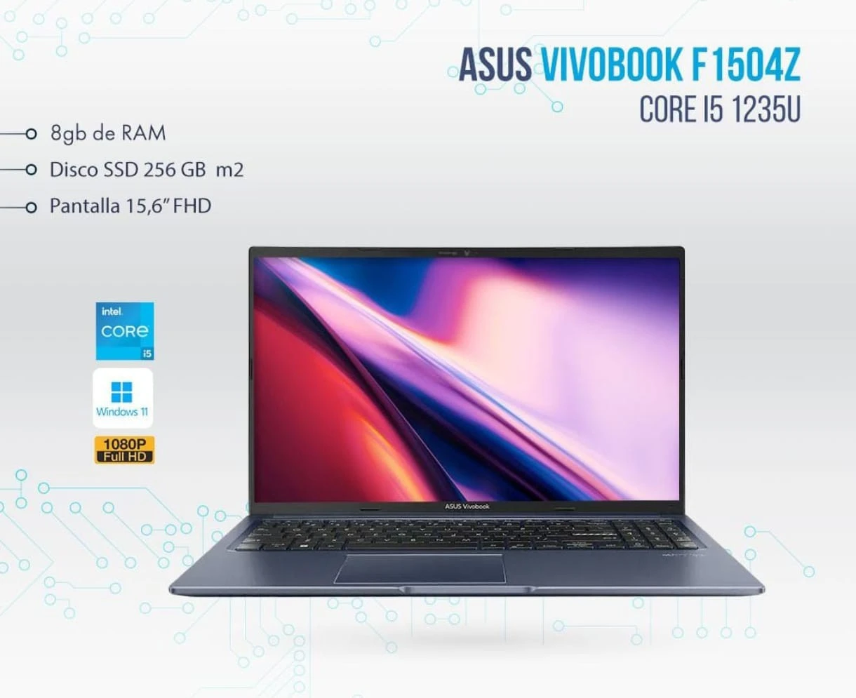 NOTEBOOK ASUS VIVOBOOK F1504Z, PANTALLA 15,6", INTEL CORE I5 1235U, 256SSD, 8GB RAM, WINDOWS 11 