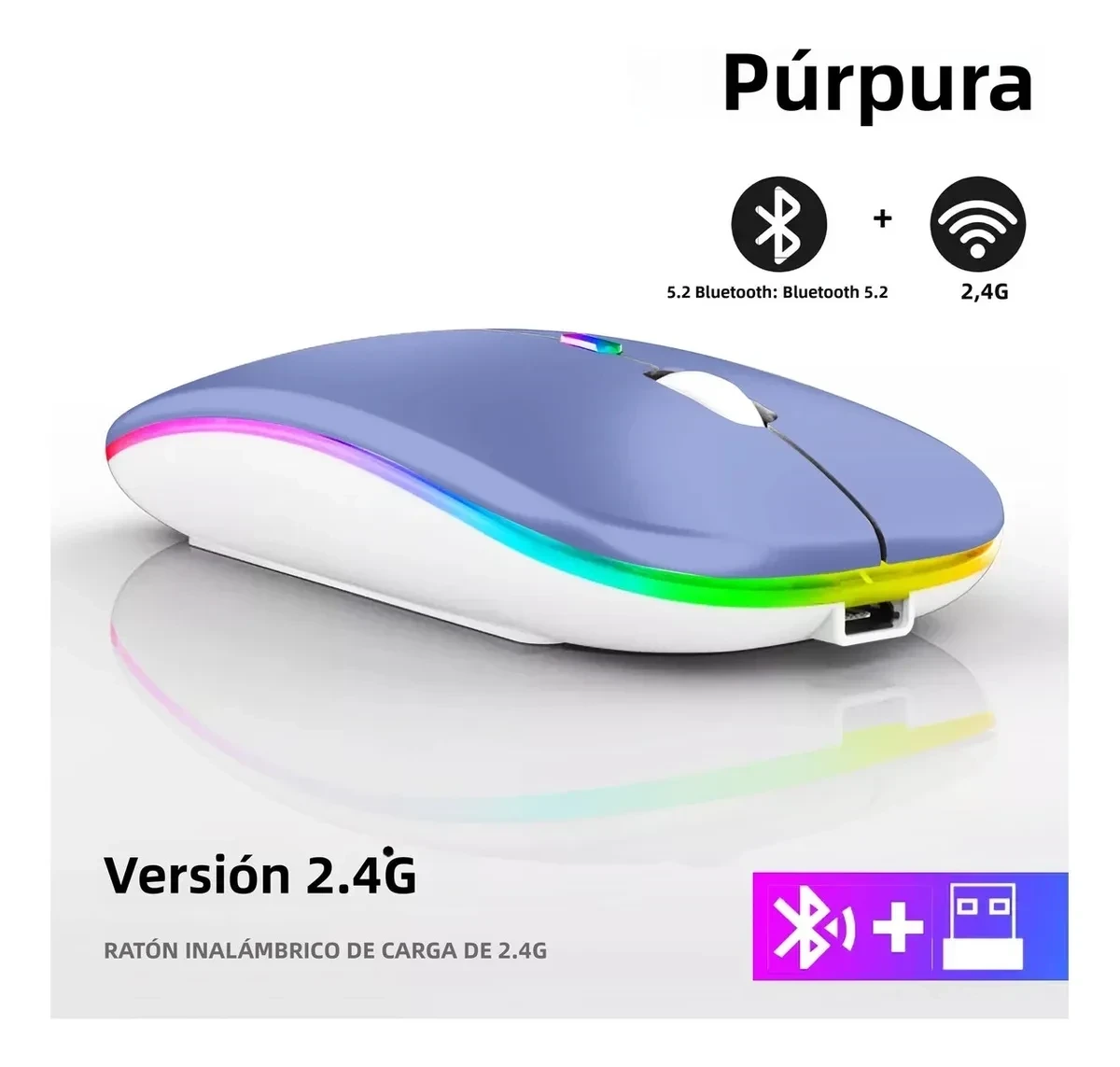 Mouse Inalámbrico Recargable Usb Silencioso Dual Bluetooth
