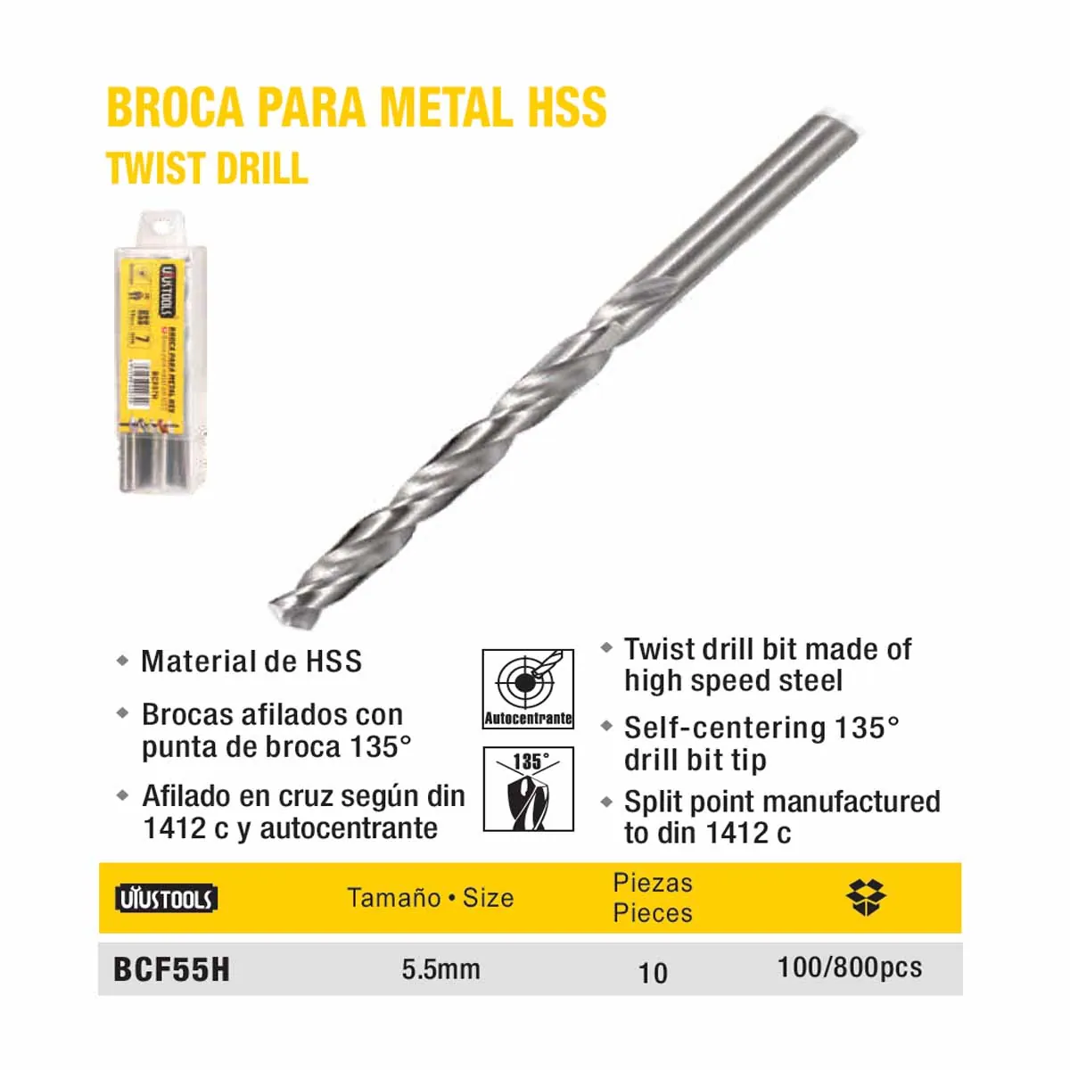 BROCA METAL HSS UYUST 5.5 MM