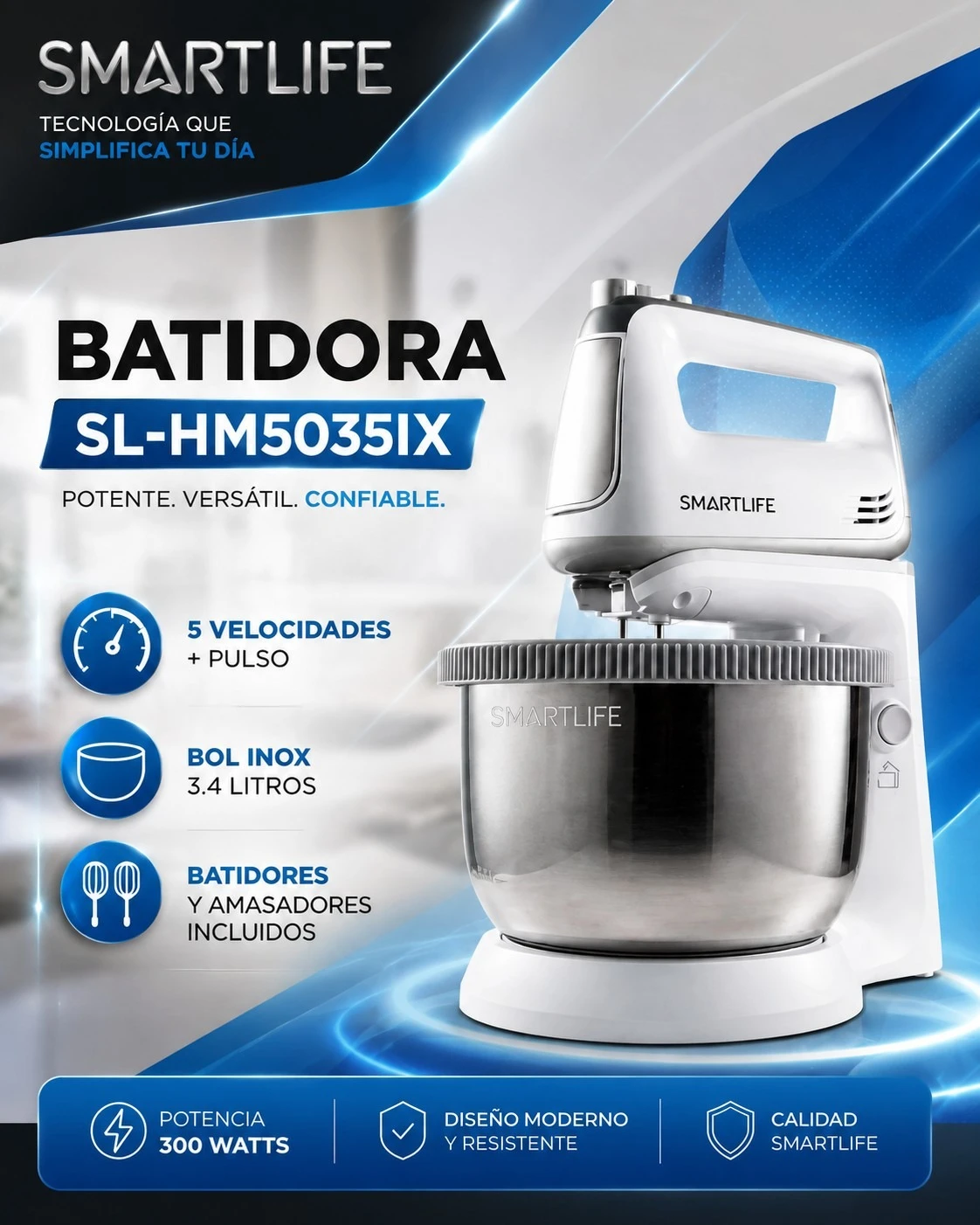 BATIDORA SMARTLIFE SL-HM5035IX BOL ACERO INOXIDABLE 