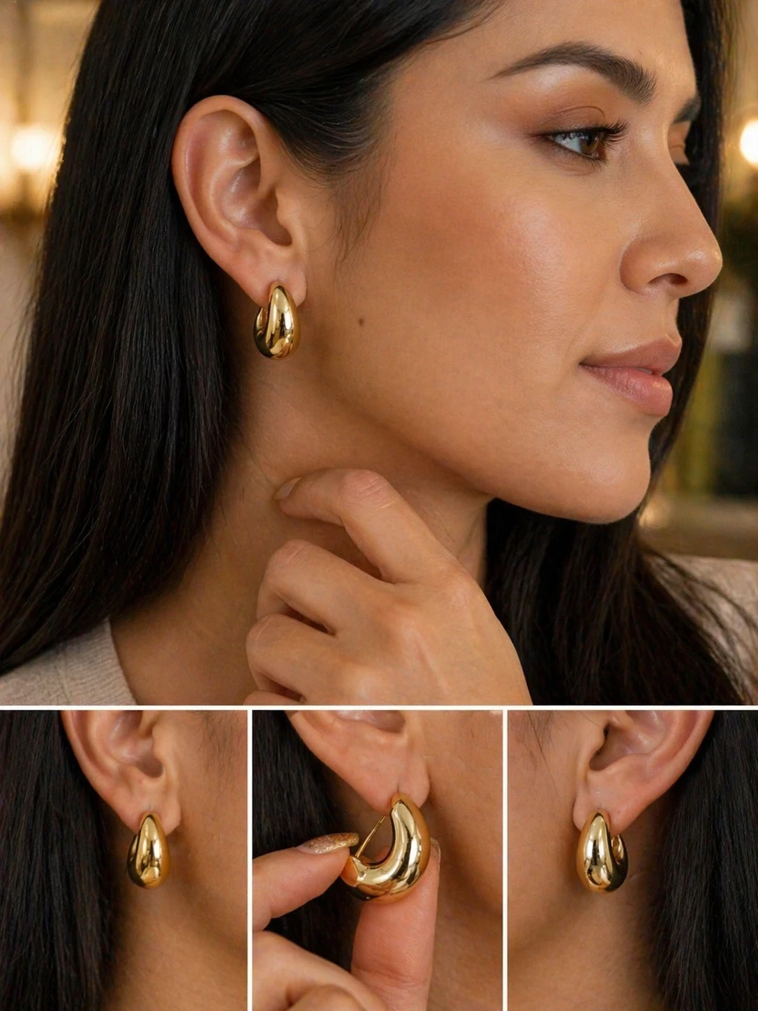 Aros bote en oro laminado 