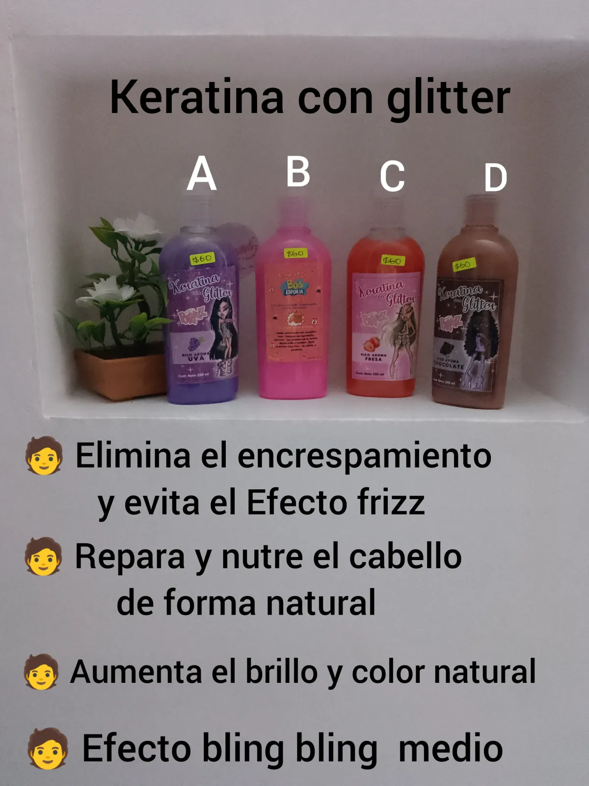 Keratina con glitter para el cabello