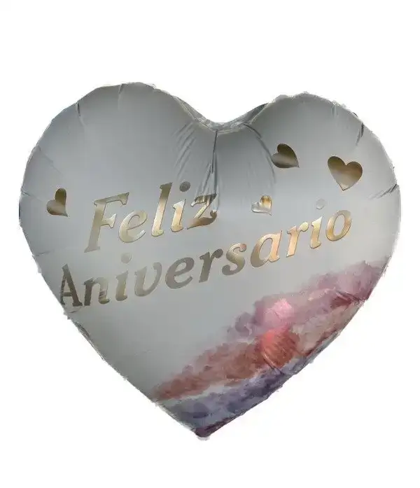 Globo metalizado corazon 18 pulgadas "feliz aniversario"