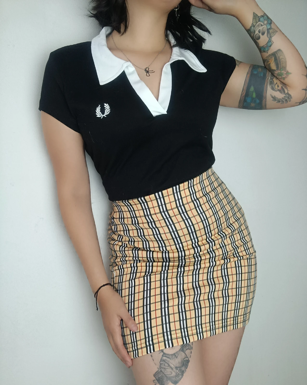 Falda beige a cuadros 