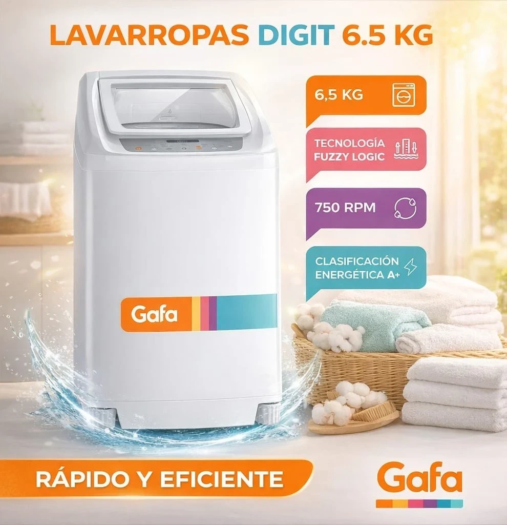 LAVARROPAS GAFA 6,5KG DIGI FIT CARGA SUPERIOR