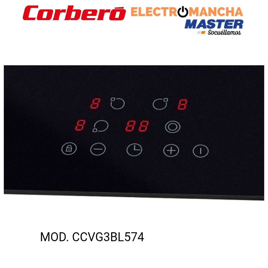 PLACA VITROCERAMICA CORBERO CCVG3BL574  3 FUEGOS  2