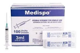 JERINGA 3 ML AGUJA 21 G X 1 1/2 CJA X 100 MEDISPO