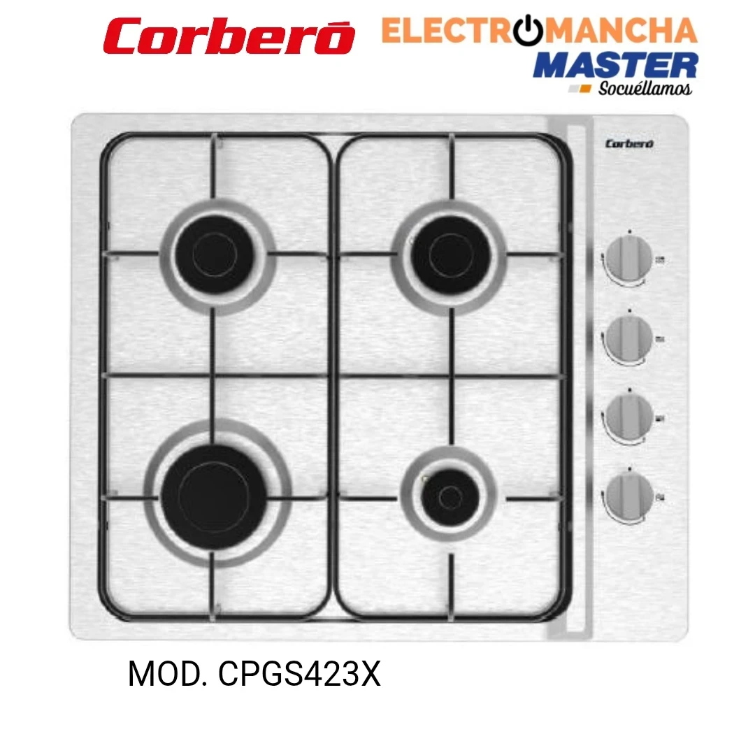 PLACA GAS CORBERO CPGS423X INOX 4 FUEGOS BUTANO