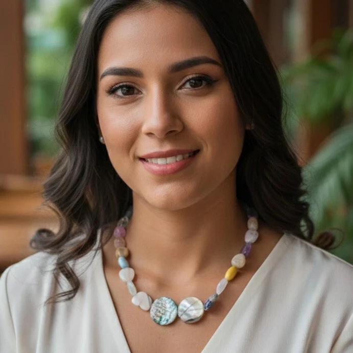 Hermoso collar de piedras mixtas genuinas 2