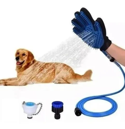 Guantes Baño para mascotas con manguera 2