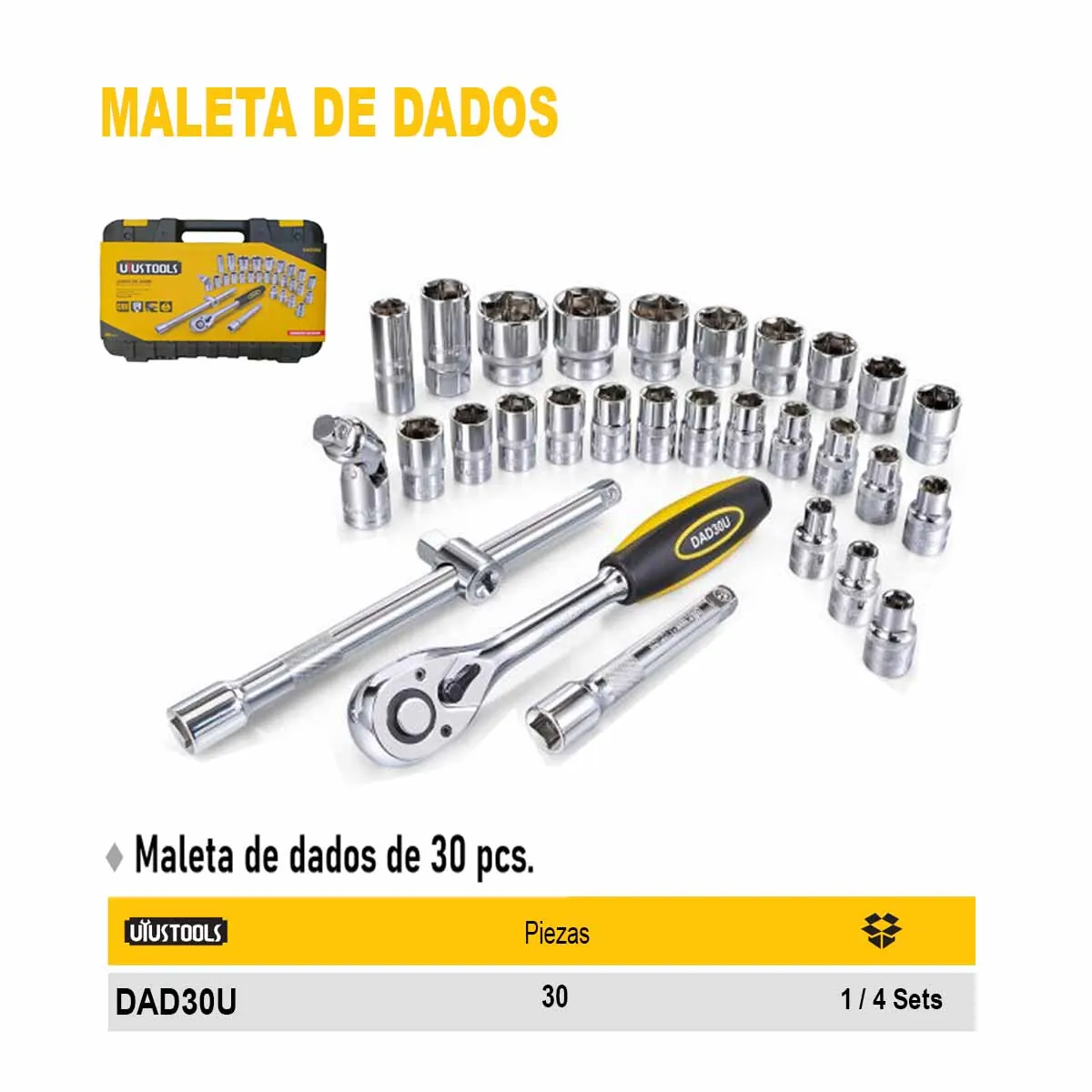 MALETA Juego de DADOS UYUST 1/2" de 30 PZ