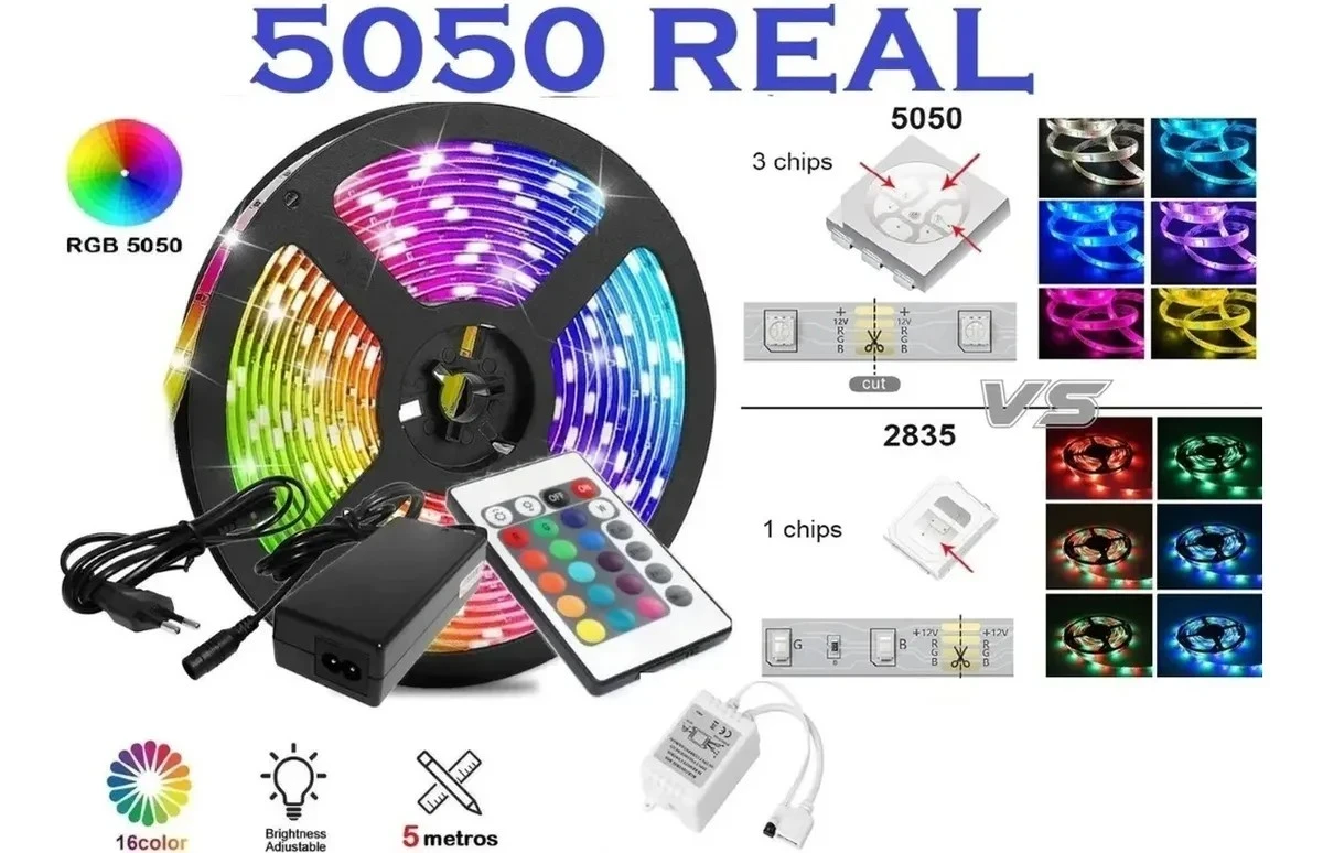 Tira Luces Led 5 mts Electrica Control Remoto 2
