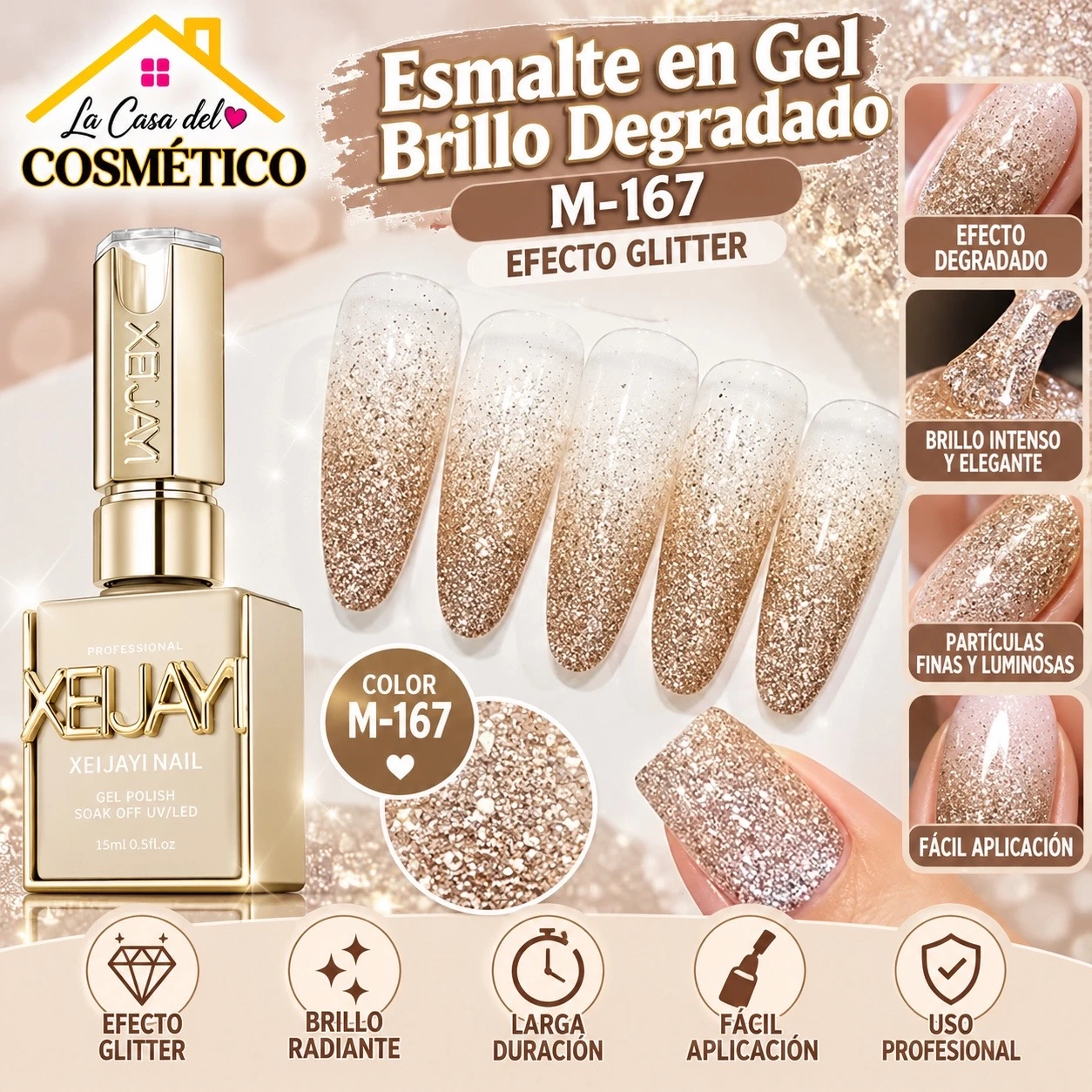 xeijayi esmalte ojo de gato lluvia de champagne m-167