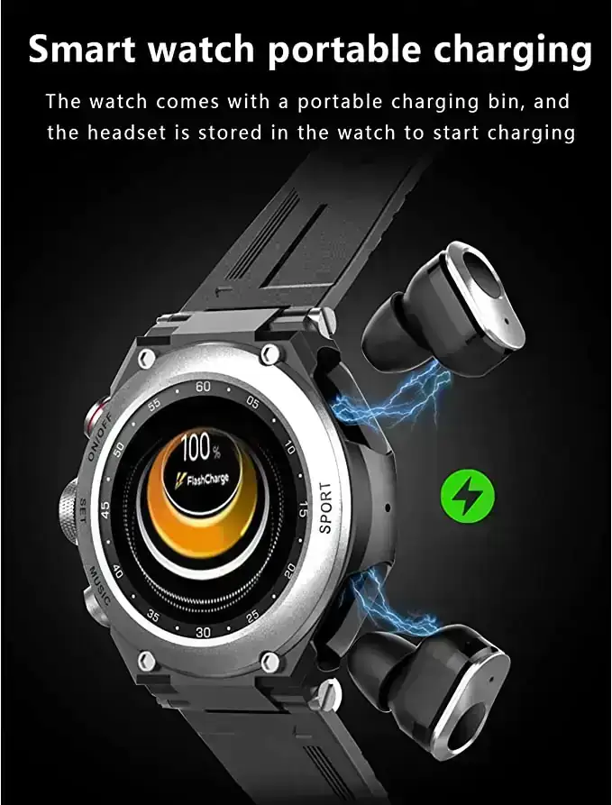 Mibee Reloj Inteligente con Auriculares inalámbricos Pulsera de Actividad 2 en 1 Auriculares BT Música MP3 Llamada Rastreador de Ejercicios Oxígeno en Sangre Monitor de sueño Compatible 4