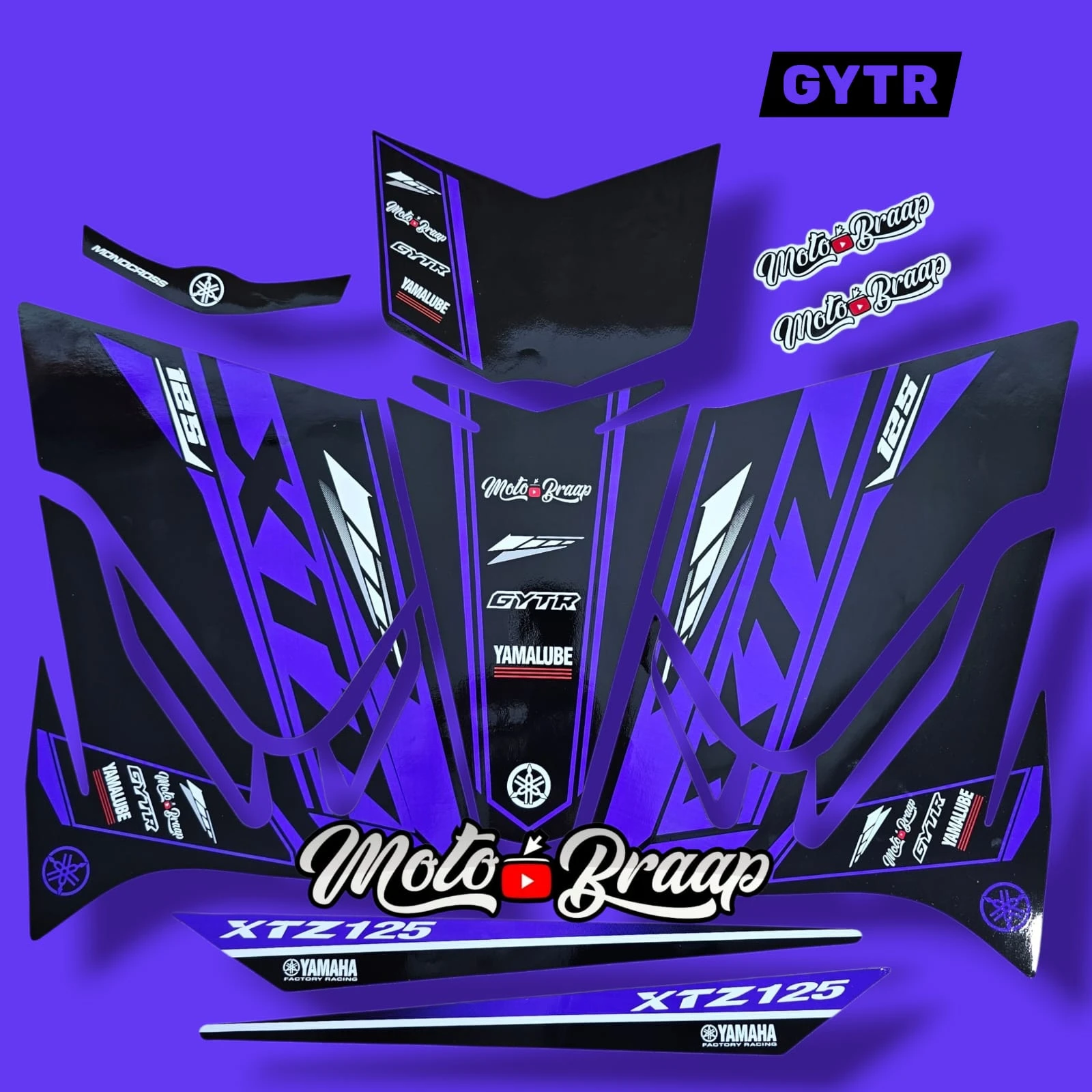 Xtz 125 Calcomanias GYTR MORADO